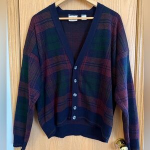 GIORGIO DI FIRENZE Vintage Italian Wool Plaid Cardigan Sweater Men’s Size L
